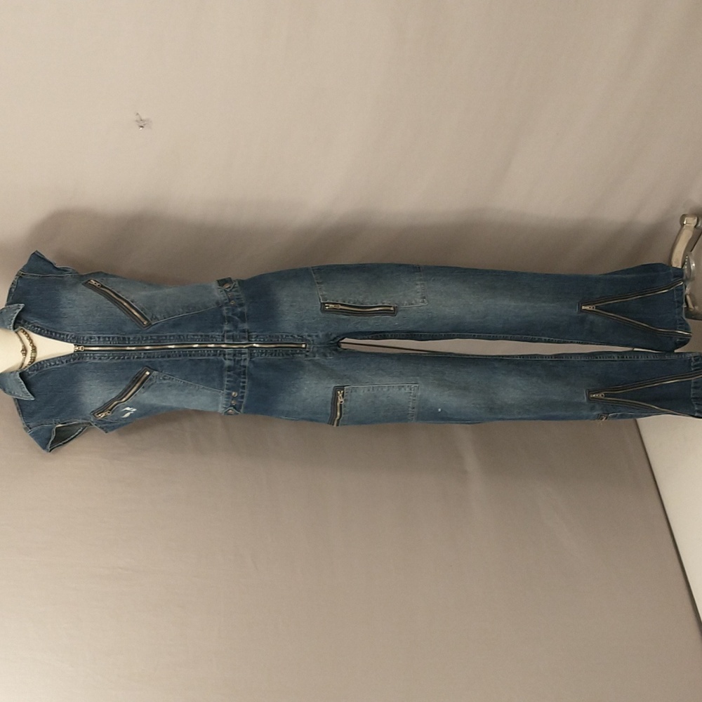 Rocawear Vintage Blue Denim Zip-Front Jumpsuit